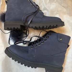 JIMMY CHOO Suede Pom Pom Boots